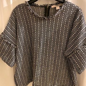 Tweed style crop shirt, black and white. Stylish.